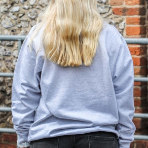 Light Grey Crewneck Sweatshirt Yellow Writing (back)